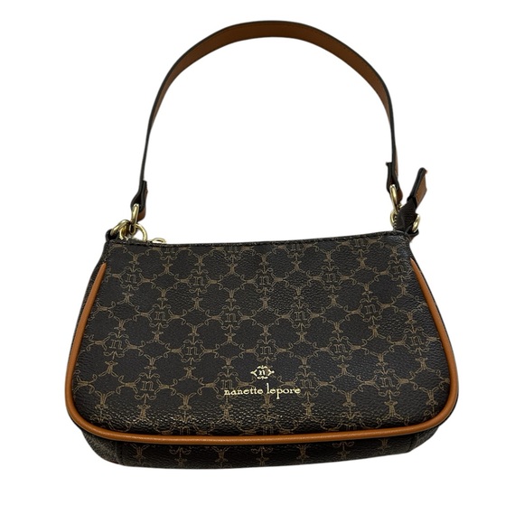 Nanette Lepore Small Brown Logo Print Shoulder Bag - Picture 1 of 7